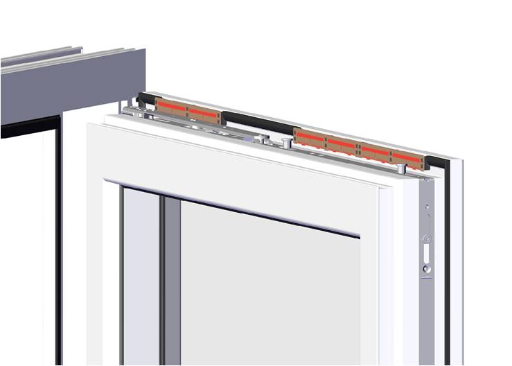 Beschlagsunabhängig können mehrere arimeo Fensterfalzlüfter oben waagerecht installiert werden, um auch höher Luftmengen unsichtbar zu realisieren. (Grafik: INNOPERFORM GmbH)