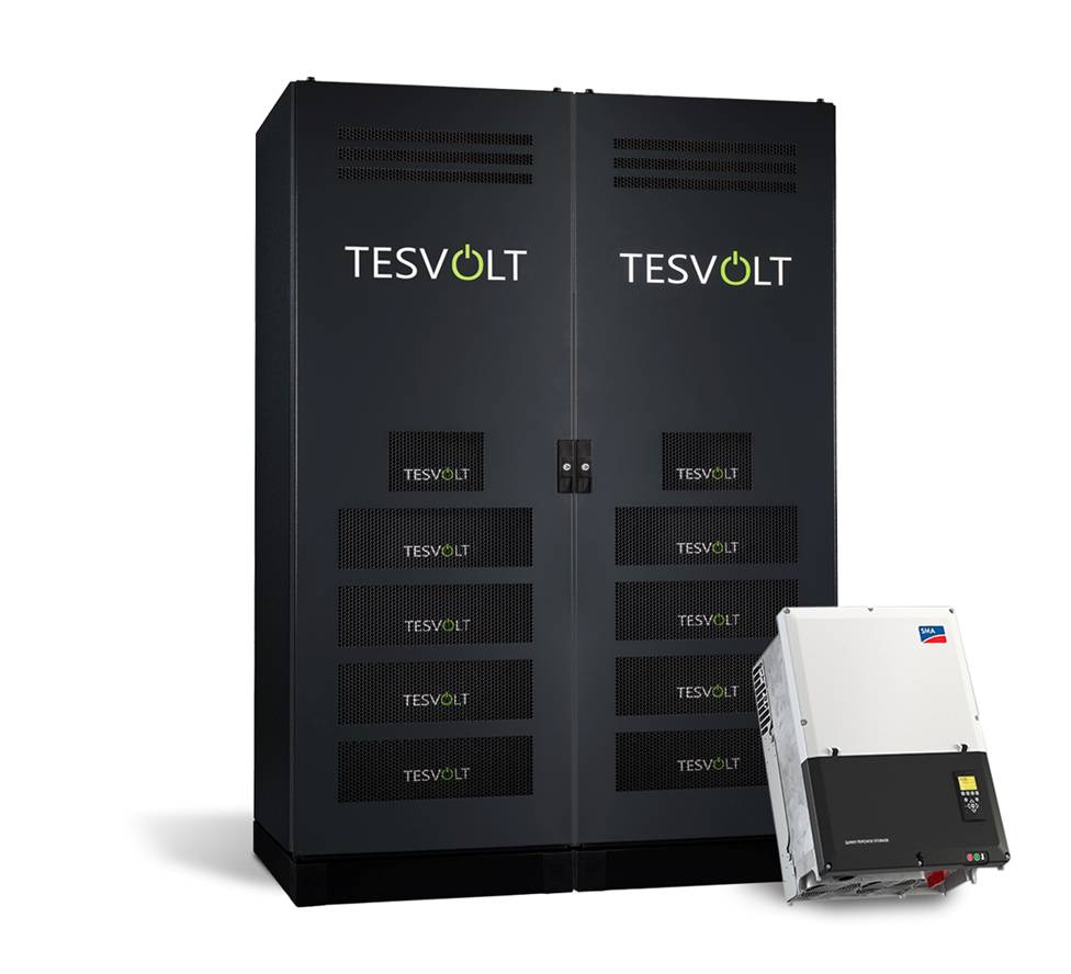 Das Hochvolt-Lithiumspeichersystem TS HV 70 von TESVOLT verfügt über eine Batteriespannung von 575 bis 1.000 Volt und ist für den Betrieb mit 3-phasigen SMA Batteriewechselrichtern optimiert. (Foto: TESVOLT GmbH)