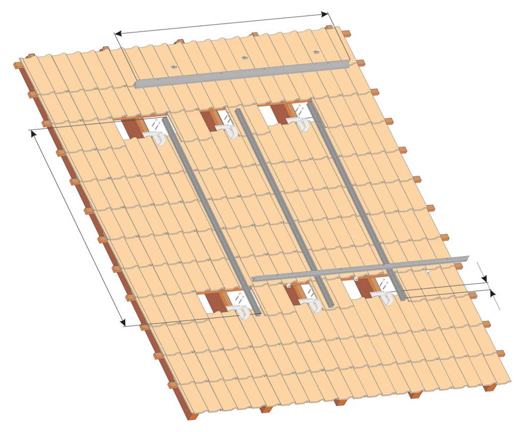 Solar-Aufdach-Montage-Set für Flach- und Röhrenkollektoren von WOLF. (Grafik: Wolf GmbH)