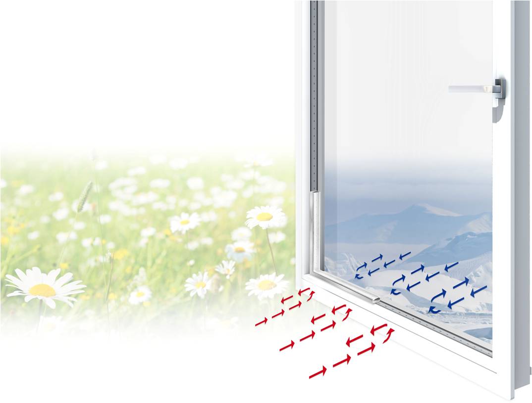 Auf dieser Grafik sehen Sie eine schematische Darstellung des Wärmedämmeffekts einer warmen Kante (Foto: Ensinger GmbH / Verband Fenster + Fassade)