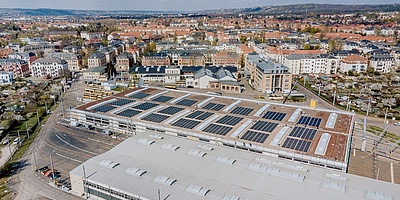 Hier sehen Sie die PV-Anlage auf dem Betriebshof Trachenberge in Dresden
