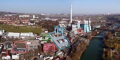 Das Bild zeigt das derzeitige Kraftwerksgelände in Stuttgart-Münster (Foto: EnBW / COS Systemhaus)