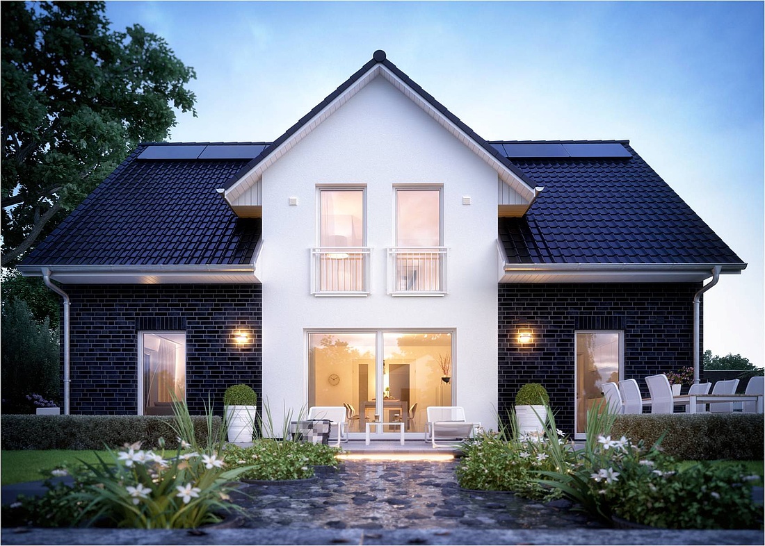 Maxime 40 ist ein Plusenergiehaus von Viebrockhaus. Das KfW-Effizienzhaus 40 Plus hat mit ca. 169 m2 Wohnfläche einen Preis von etwa 329.900 Euro (Foto: Viebrockhaus / Traumhauspreis 2016)