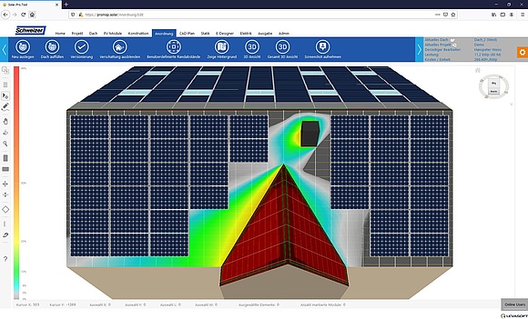 Das Solar.Pro.Tool (SPT) von Schweizer unterstützt alle PV-Montagesysteme des Unternehmens; der Anwender kann Aufdach-, Indach- und Flachdach-Solaranlagen mit nur einer Software kalkulieren. (Grafik: Ernst Schweizer AG)