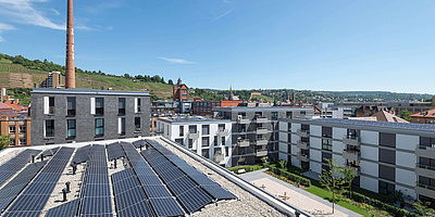 Klimaquartier Neue Weststadt: Außenansicht Gebäude "Béla" (Foto-Quelle: RVI GmbH)