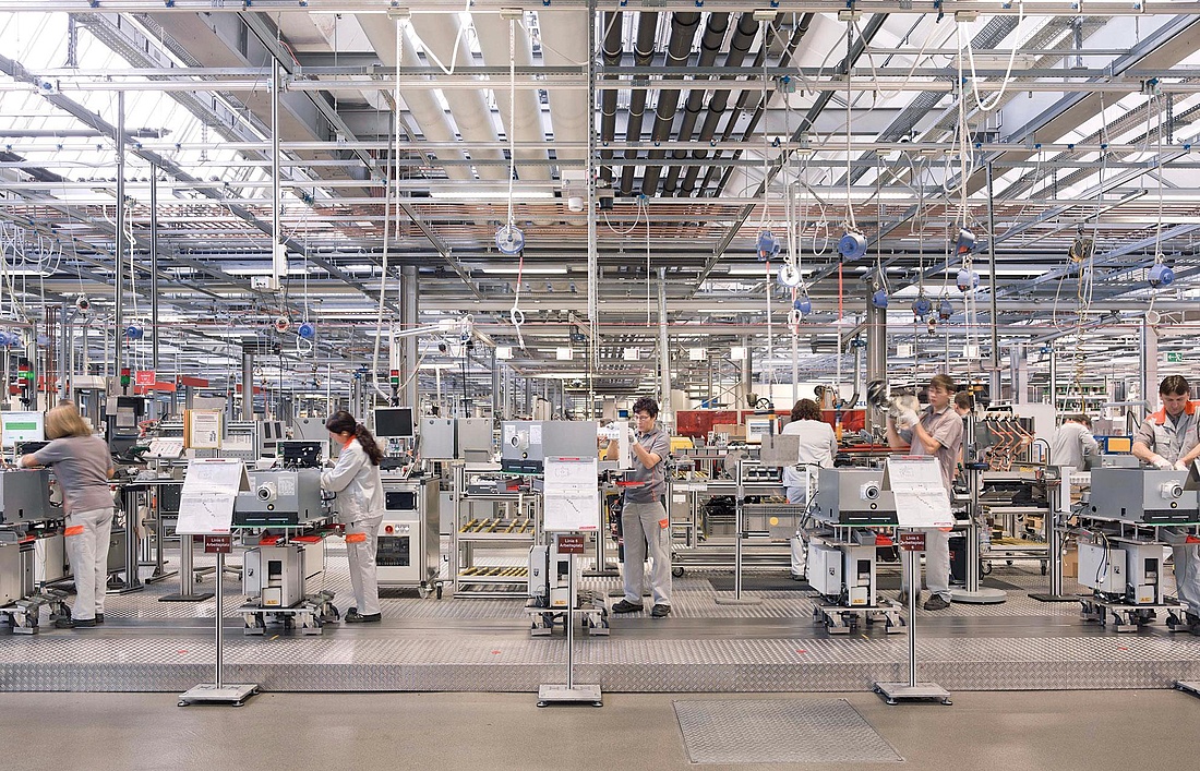 Blick in die Viessmann Produktionshalle in Allendorf