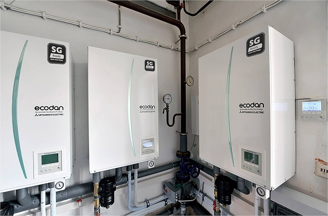 Das SG Ready-Label wird an Wärmepumpen-Baureihen verliehen, deren Regelungstechnik die Einbindung der einzelnen Wärmepumpe (hier Ecodan Wärmepumpen) in ein intelligentes Stromnetz anbietet. (Foto: Mitsubishi Electric)