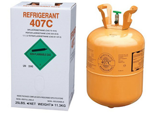 R407c als Kältemittel für Wärmepumpen - In diesen Gasflaschen wird das Kältemittel angeliefert (Foto: energie-experten.org)