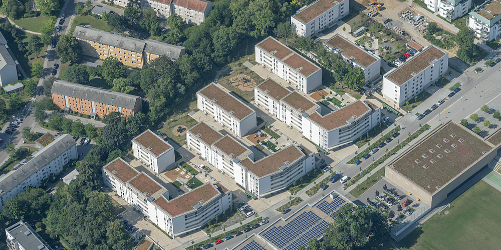 Das Bild zeigt ein Wohnquartier in Regensburg