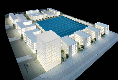 Die am Oktogon geplante Photovoltaik-Anlage im Stadtteil Berlin-Adlershof soll auf dem Dach der Sheddachhalle soll pro Jahr 340 MWh Solarstrom produzieren. (Foto: immobilien-experten-ag)