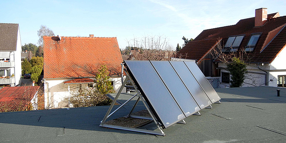 Hier sehen sie die Solaranlage auf dem Wohn- und Geschäftsgebäude in Rödermark