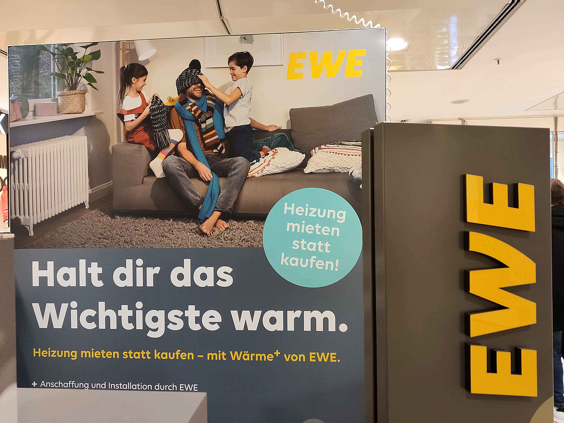 EWE wirbt auch in Einkaufszentren für das Miet-Angebot Wärme+ (Foto: energie-experten.org)