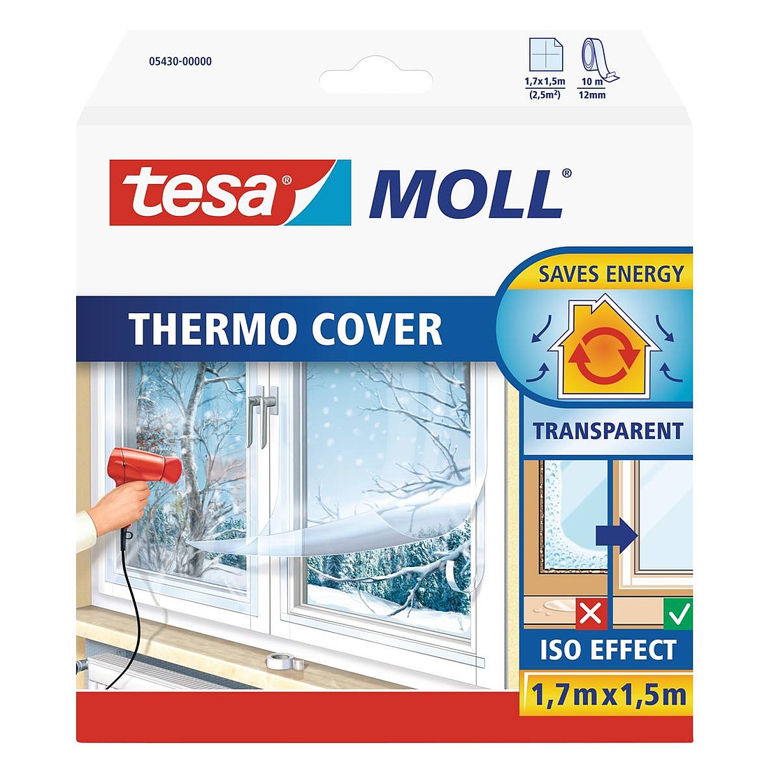 Die transparente tesamoll Thermo Cover Fensterisolierfolie erzeugt ein wärmedämmendes Luftpolster, das wie eine zusätzliche Fensterscheibe wirkt. (Grafik: tesa SE)