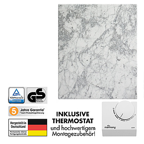 marmony Marmor-Infrarotheizung 500 Watt Carrara (Grafik: marmony GmbH)
