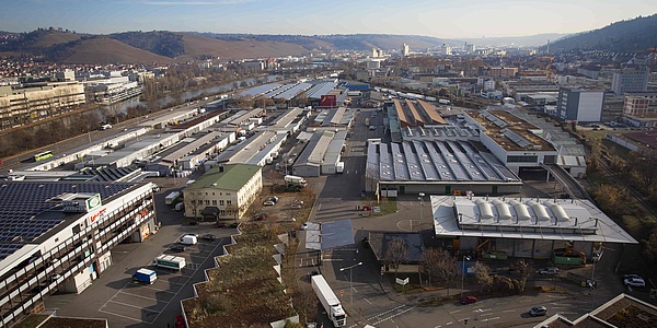 Hier sehen Sie eine Luftaufnahme des Stuttgarter Großmarkts