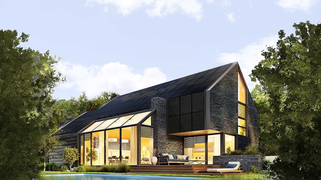 Das SunRoof-Dach ist eine Komplettlösung und kann ein ganzes normales Dach mit einer aufeinander abgestimmten Photovoltaik-Dach-Konstruktion ersetzen. (Foto: SunRoof)