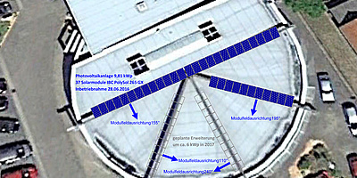 Hier sehen Sie, eingezeichnet in eine Luftaufnahme, wie die Solaranlage in Celle einmal aussehen soll