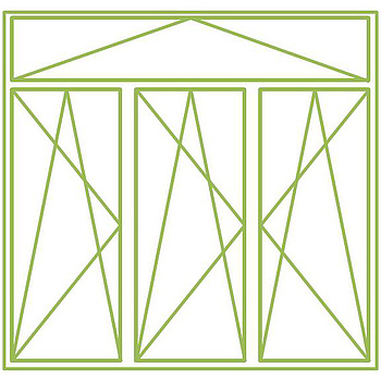 Dreiflügeliges Drehkippfenster mit beweglichem Ober- oder Unterlicht, symmetrisch geteilt (Grafik: energie-experten.org)