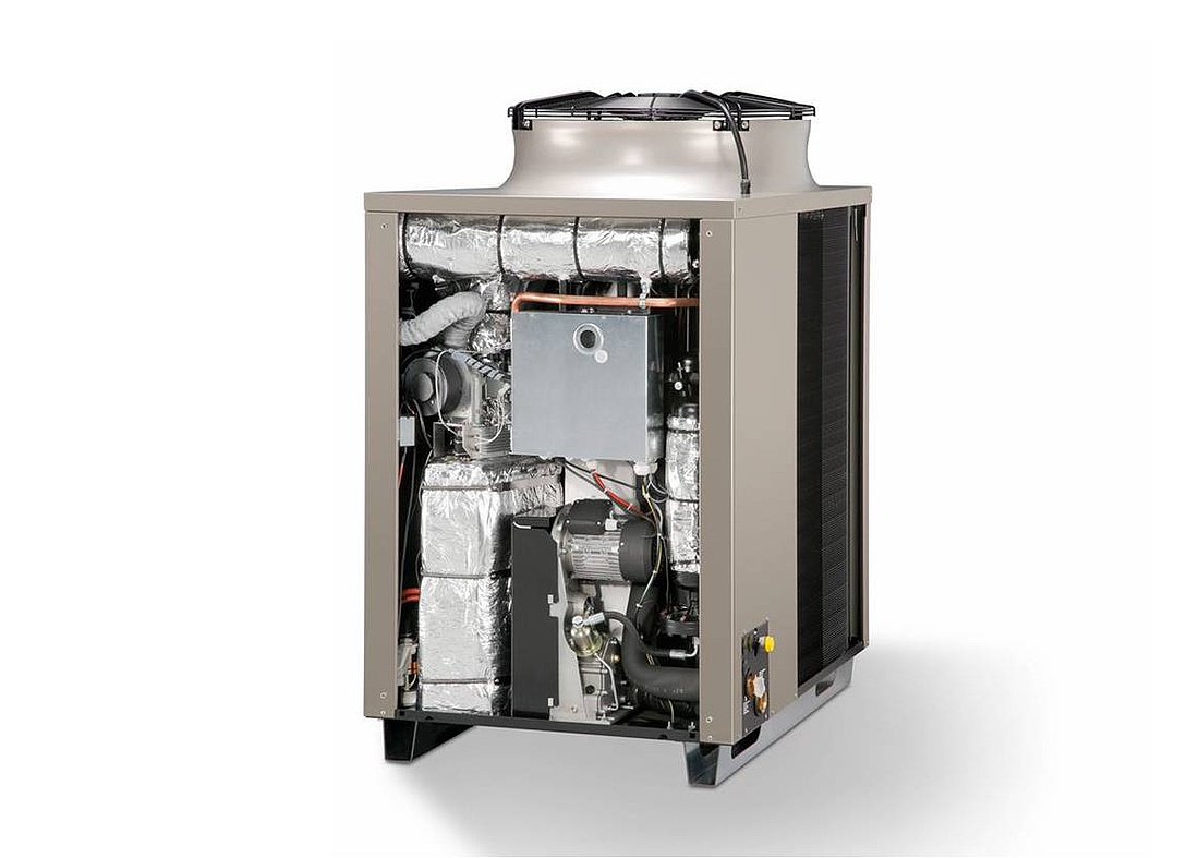 Die Logatherm GWPL 41kW Absorptions-Gaswärmepumpe erreicht einen Wirkungsgrad von bis zu 165% und eine maximale Vorlauftemperatur von bis zu 70°C im Warmwasserbetrieb. (Foto: Buderus)
