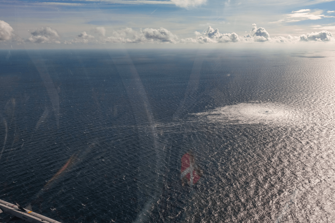 Luftbildaufnahme der Gasaustrittsstelle an der Oberfläche der Ostsee