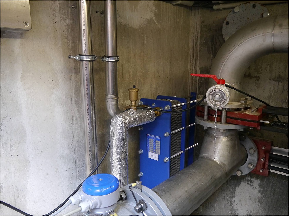 Über einen Wärmetauscher wird dem Abwasser die Wärme entzogen, die die Wärmepumpe dann nutzt, um sie zu Heizzwecken "hochzupumpen". (Foto: Jungkurth GmbH)